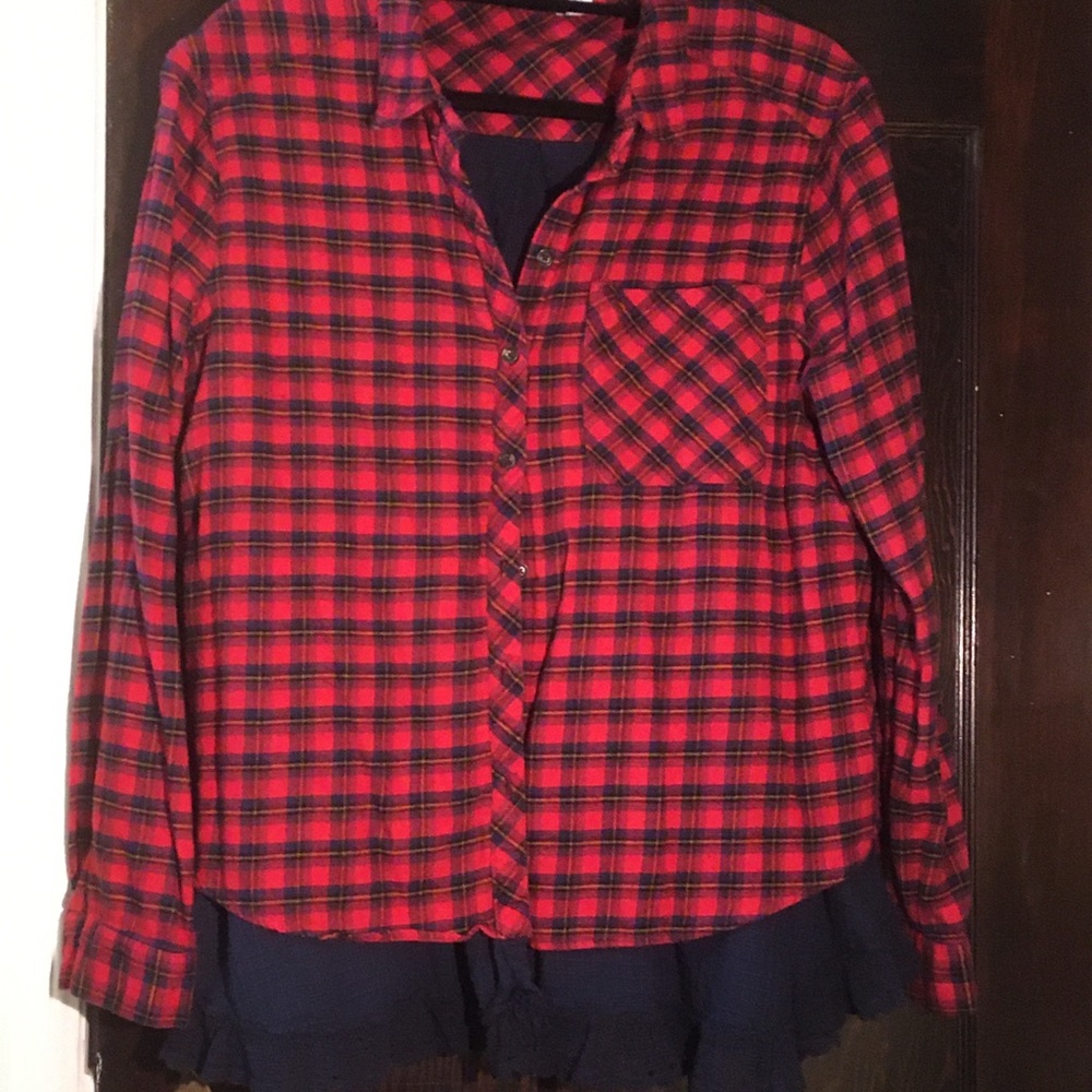 BDG Flannel Lace Plaid Shirt